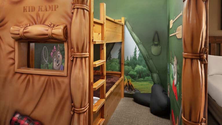 The bunk beds in the KidKamp Suite